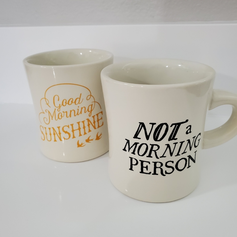 Funny Coffee Mug Set Good Morning Sunshine Not a Morning Person Pair Gift